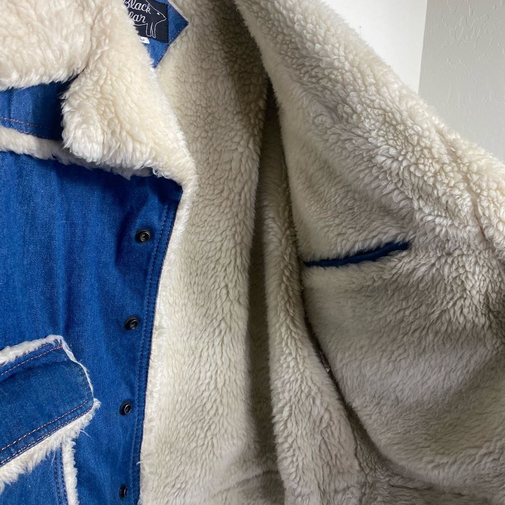 Black Bear Rancher jacket Faux Sherpa lined denim warm - Picture 7 of 11